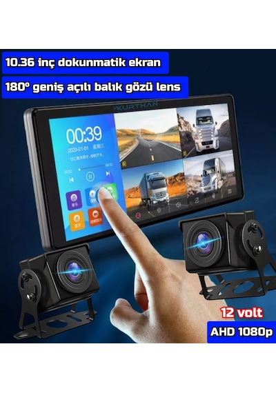 Dokunmatik Dvr 4k 1080p Video Müzik 2 Adet Ahd 180 Derece Kamera