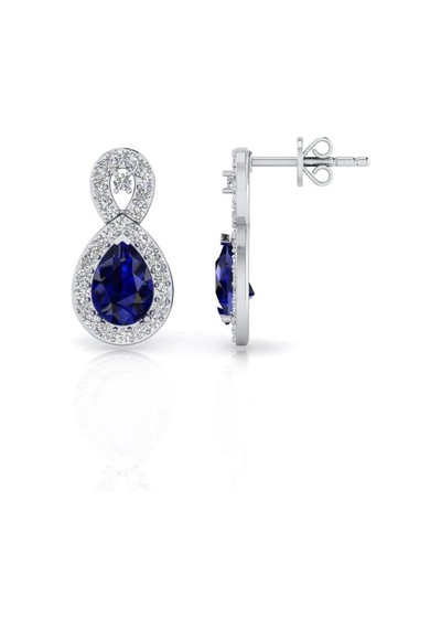 1,10 Karat Pırlantalı Safir Küpe
