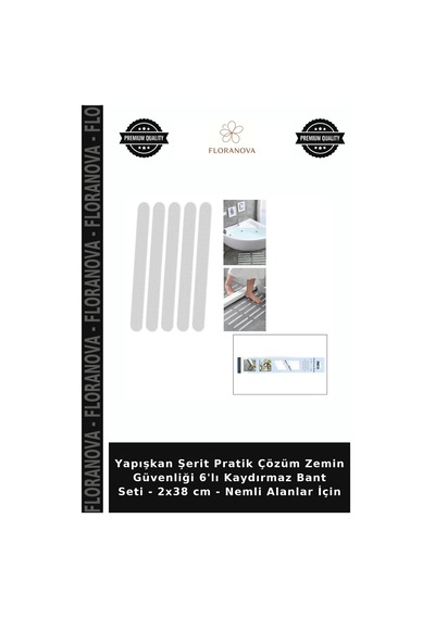 Yapışkan Şerit Pratik Çözüm Zemin Güvenliği 6'lı Kaydırmaz Bant Seti - 2x38 Cm - Nemli Alanlar İçin