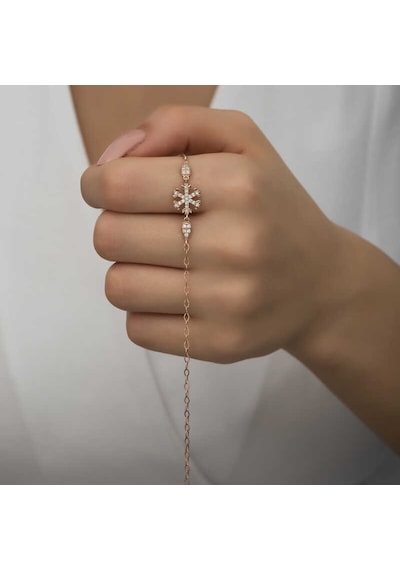 925 Ayar Gümüş Rose Kar Tanesi Kadın Bileklik