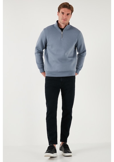 Buratti Pamuklu Regular Fit Yarım Fermuarlı Dik Yaka Erkek Sweat 59052592 Koyu Gri