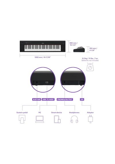Yamaha Piaggero Np-15 61-tuşlu Eğitim Klavyesi Beyaz