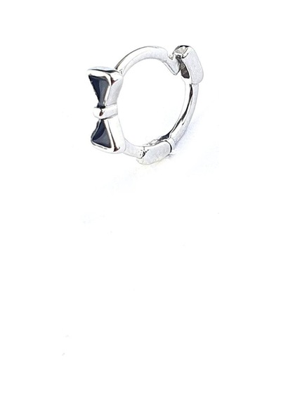 Oniks Taş Detaylı 925ayar Gümüş Tragus Helix Minimal Tek Kıkırdak Küpe Gümüş