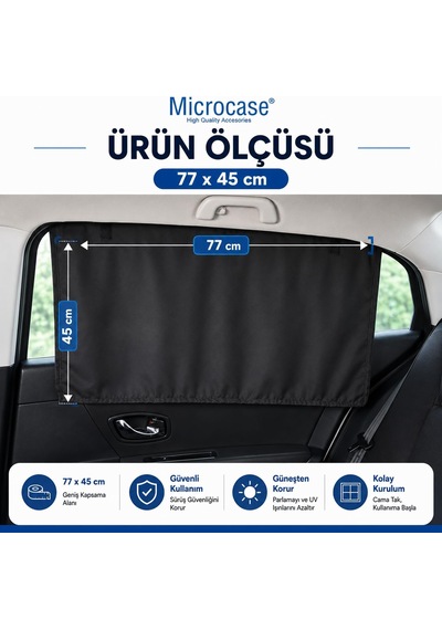 Oto Yan Cam Güneşlik Perdesi 77x45 Cm 2 Adet - Al5634 Genel