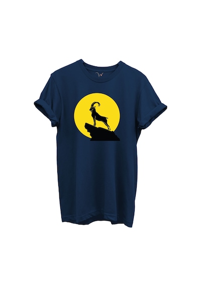 Dağ Keçisi Siluet Baskılı %100 Pamuk Regular Fit Bisiklet Yaka Unisex T-shirt Lacivert Dağ Keçisi Siluet Baskılı %100 Pamuk Regular Fit Bisiklet Yaka Unisex T-shirt Lacivert