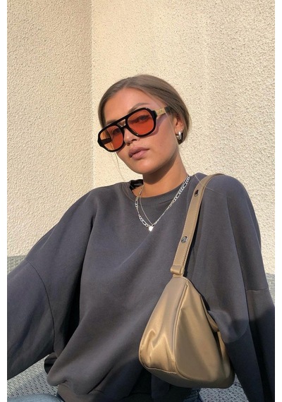 Madmext Madmext MG1559 Bisiklet Yaka Basic Kadın Sweatshirt - Füme