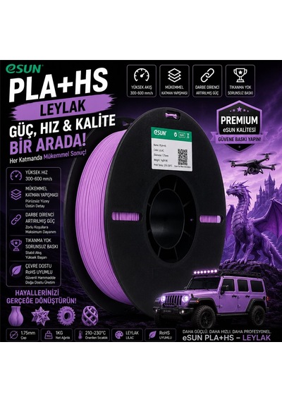 Esun Pla+hs Leylak Filament 1.75mm 1kg Plastik Makara Yüksek Hızlı