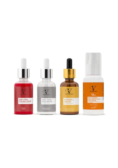 Vitanova Aha-Bha Peeling Serum 30 ML + Dark Spot Serum 30 ML + Vitamin C serum 30 ML + Leke Karşıtı Güneş Kremi SPF50+ 50 ML