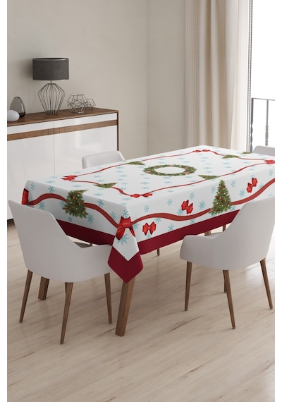 Yılbaşı Desenli Masa Örtüsü, Noel Masa Örtüsü, Dijital Özel Tasarım Christmas Noel Masa Örtüsü Diğer