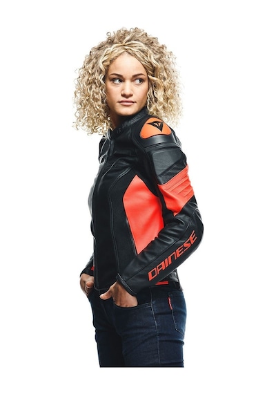 Dainese Racing 4 Kadın Deri Mont Kırmızı - Siyah