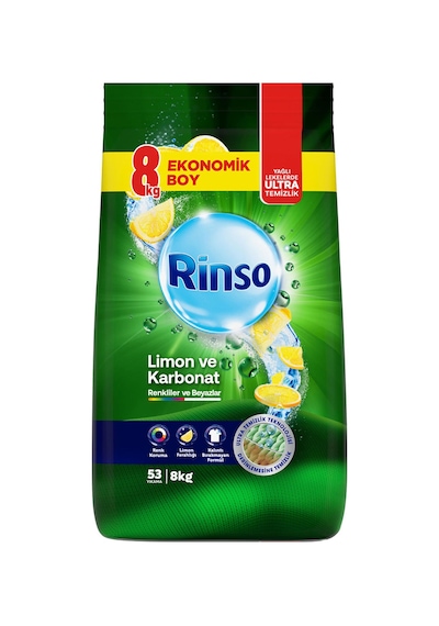 Rinso Toz Çamaşır Deterjanı Limon Ve Karbonat Renkliler Ve Beyazlar İçin Derinlemesine Temizlik 8 Kg Diğer