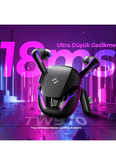 Tw970 Tws Rgb Gaming Bluetooth Kulaklık - 2.4ghz Ve Bluetooth Modu Siyah
