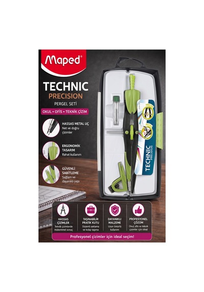 Metal Hassas Pergel Seti 3 Parça 1 Adet Maped 291010 Technic Precision Profesyonel Pergel Proje Mimari Teknik Çizim Seti Yeşil Metal Hassas Pergel Seti 3 Parça 1 Adet Maped 291010 Technic Precision Profesyonel Pergel Proje Mimari Teknik Çizim Seti Yeşil