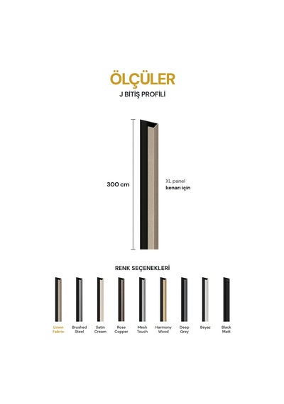 Vilo Mpc J Bitiş Profili Linen Fabric 300cm Xl Duvar Paneli Kenar Ve Dış Köşe Bitişi
