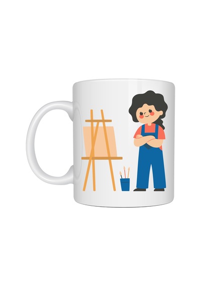 Ressam Tasarımlı Porselen Kupa Model 163 Sanatçı Temalı Kahve Kupası Ressam Hediyesi Sanat Severlere Çok Renkli