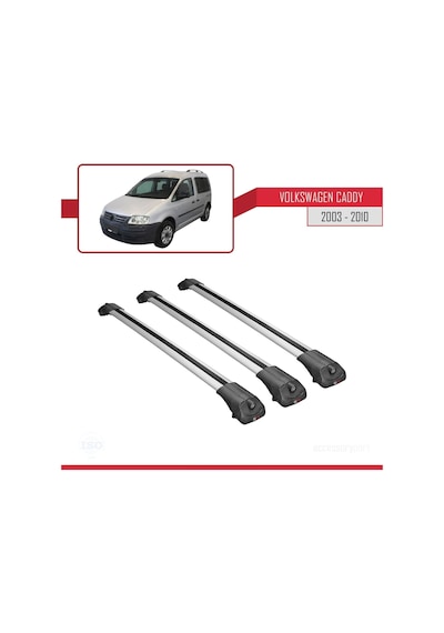 Volkswagen Caddy 2003-2010 Arası İle Uyumlu Ace-1 Ara Atkı Tavan Barı Gri 3 Adet Bar