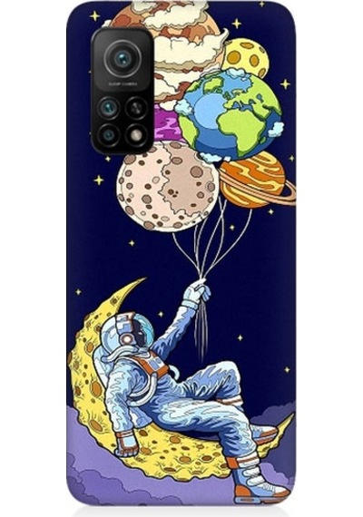 Xiaomi Mi 10t Uyumlu Astronot Ve Gezegenler Desenli Silikon Kılıf