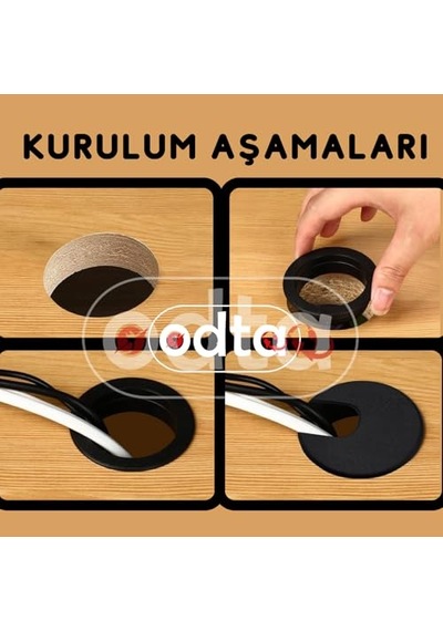 5 Adet Masa Üstü Kablo Kanalı Deliği Kapağı 6cm Masa Kablo Kapağı Kahverengi