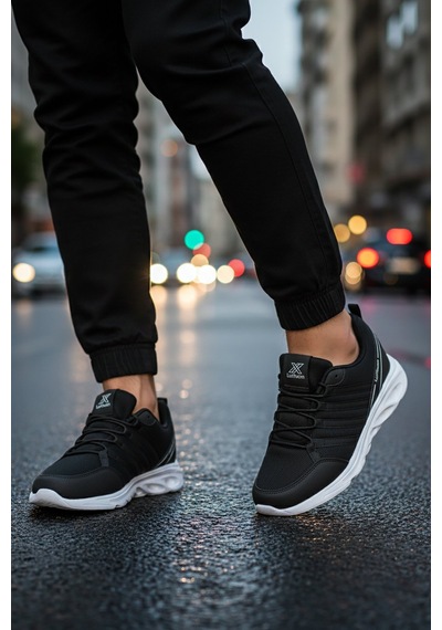 Elit Asprt4138 Erkek Klasik Sneaker Siyah - Beyaz Siyah - Beyaz