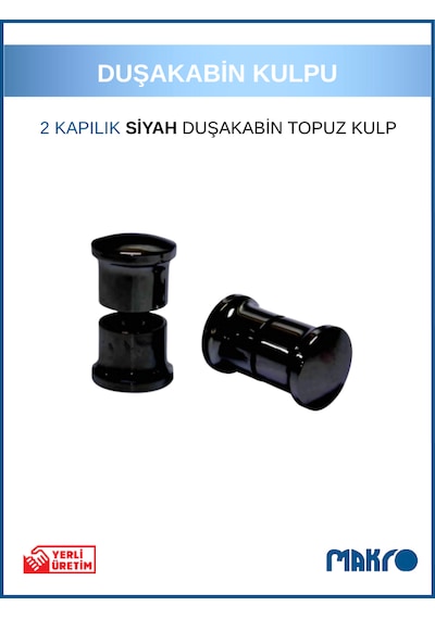 2 Kapılık Duşakabin Topuz Kulp Siyah Cam Duşakabin Kulpu Siyah