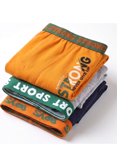 Öts Erkek Çocuk 3 Lü Pamuklu Boxer Baskılı Premium Günlük Kullanım 7720-3 Renkli