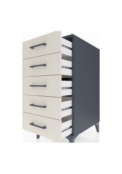 Kronos Komodin 5 Çekmeceli 44x59x96 Antrasit-aytaşı Antrasit