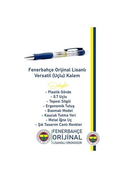 Fenerbahçe Orijinal Versatil Uçlu Kalem 0.7 Hediyelik Kutulu 001