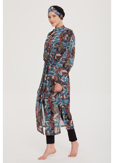 Remsa Mayo Remsa Tesettür Mayo Üzerine Tek Kaftan Kimono Pareo Rp008 Tülay Siyah