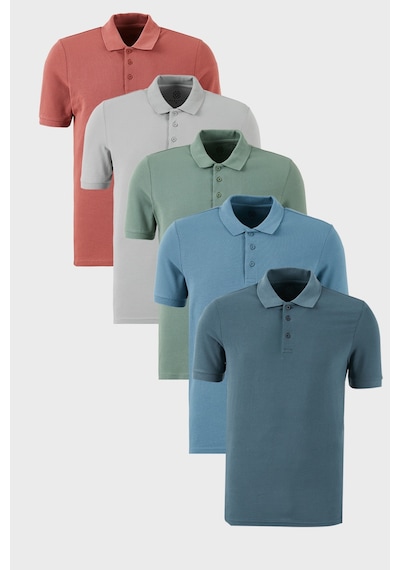 Buratti Pamuklu Regular Fit Düğmeli Polo Yaka 5'Li Paket Erkek T Shirt 5902127S5 Gül-Elma Yeşili-Koyu Mavi-Kül-Petrol