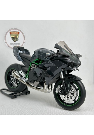 Kawasaki Ninja H2r 1:12 Diecast Motosiklet Modeli - Sesli Işıklı - Siyah Yeşil