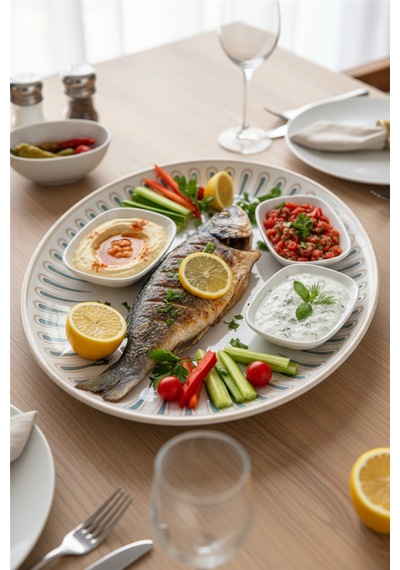 6'lı Ellips Oval Kayık Tabak 31cm Dijital Sierra Rinart Krem
