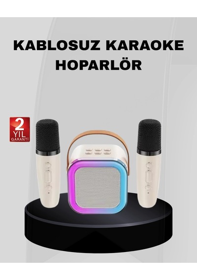 Hubrendy Tekno Taşınabilir Karaoke Hoparlör Bluetooth 5.0 Ve Çift Mikrofonlu
