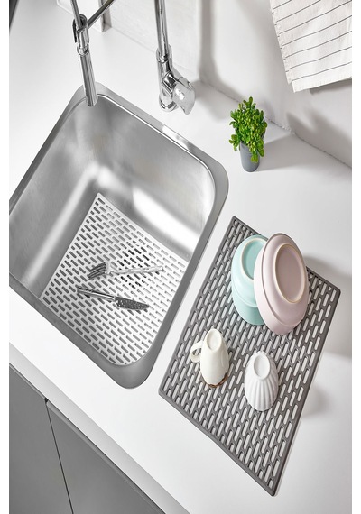 Yeni Nesil Dikdörtgen Silikon Lavabo Buzluk Matı 33x28 Cm Antrasit Siyah Renk Lavabo Matı Silikon Si Diğer
