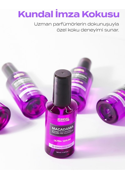 Yıpranmış Kuru Saçları Parlatan Onarıcı Serum Kundal Macadamia Ultra Hair Serum English Rose