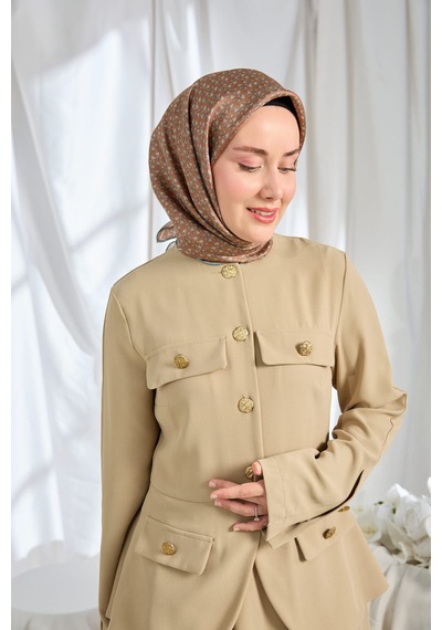 Silk Home Twill İpek Eşarp Mini Bouquet Kahverengi