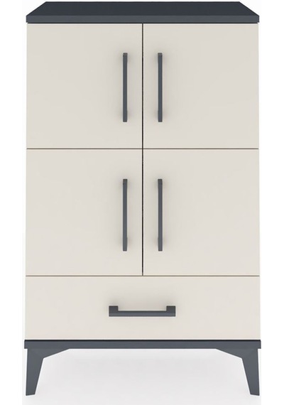 Arges Komodin 4 Raflı Tek Çekmeceli 4 Kapaklı 60x30x96 Antrasit-aytaşı Antrasit