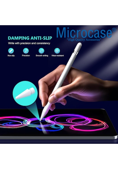 Microcase Apple Uyumlu Pencil 2 1 Nesil Pro Usb c İçin iPad mini air Dayanıklı 6 Yedek Uç Al5405 Beyaz