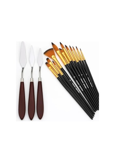 12'li Fırça Seti Ve 5'li Metal Spatula Seti