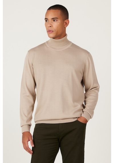 AC&Co / Altınyıldız Classics Erkek Bej Standart Fit Normal Kesim Tam Balıkçı Yaka Triko Kazak Bej AC&Co / Altınyıldız Classics Erkek Bej Standart Fit Normal Kesim Tam Balıkçı Yaka Triko Kazak Bej