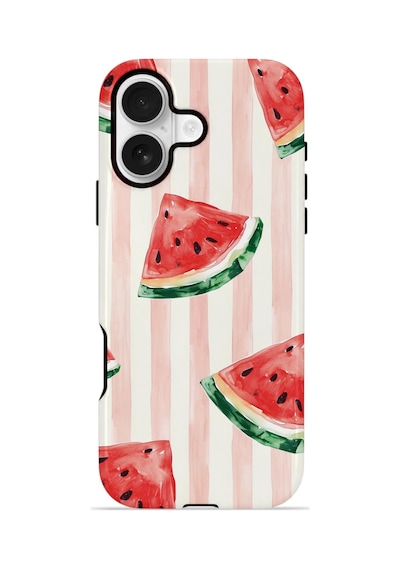 Apple iPhone Uyumlu 16 Vorian Çift Katmanlı Kılıf Watermelon Blush Stripe