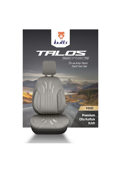 Gri - Gri Buttı Talos Serisi Premium Oto Koltuk Kılıfı Ortopedik Destekli, Ön Arka Tam Set, Aırbag Uyumlu