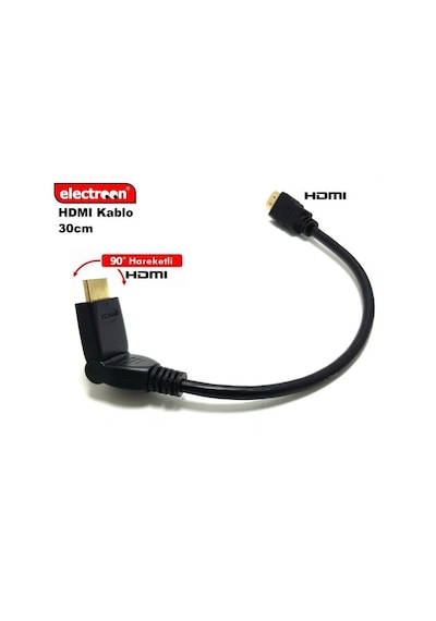 Electroon 30Cm Hdmi Kablo 90Derece Hareketli