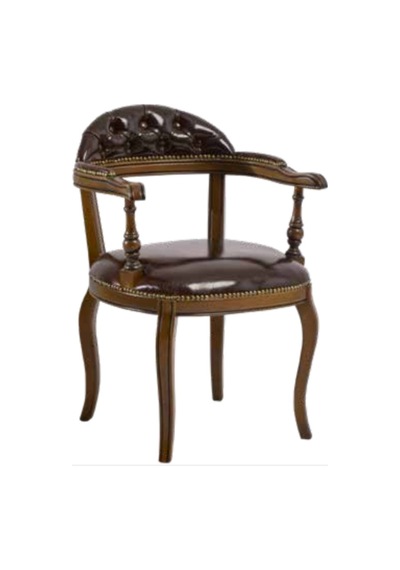 Bengimobilya Sandalye Zus150 Vintage Model Tam Kolçak Kapitone Ahşap Iskelet P