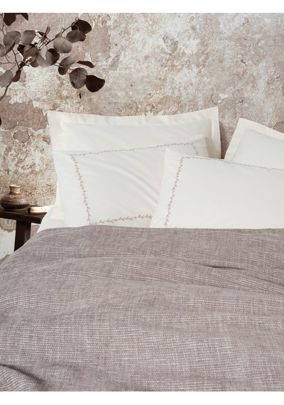 Cotton Box Embrova Şönil Çift Kişilik Yatak Örtüsü/pike Takımı Loom Bej Bej