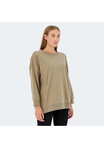 Slazenger VIKENTI SW Oversize Kadın Cepli Oversıze Koyu Yeşil Sweatshirt