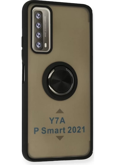Newface Huawei P Smart 2021 Kılıf Montreal Yüzüklü Silikon Kapak - Siyah Belirtilmemiş