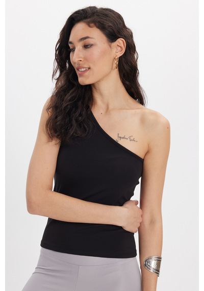 Tudors Kadın Slim Fit Dar Kesim Pamuklu Kolsuz Siyah Crop Atlet-50682