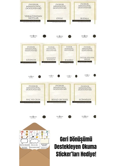 Karamazov Kardeşler Suç Ve Ceza 10 Kitap Set + Okuma Sticker'ları