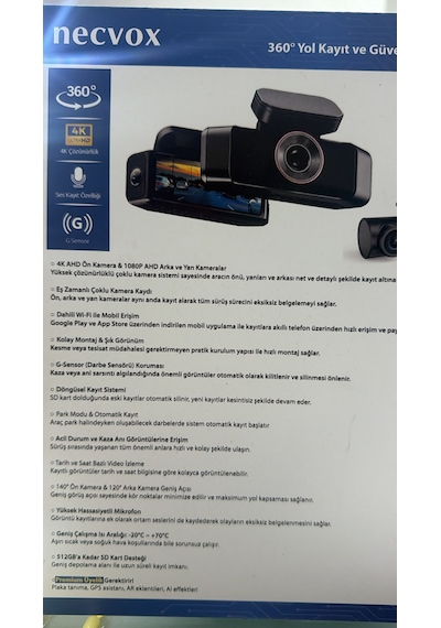 Necvox Dvr-1008 360 Derece Yol Kayıt Cihazı 4k G Sensörlü Kamera 4 Kameralı