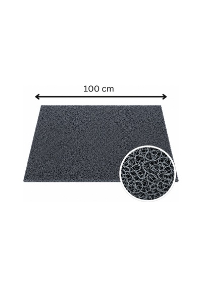 Kıvırcık Paspas 14 Mm 100x100 Cm Gri Pvc Kaymaz Tabanlı